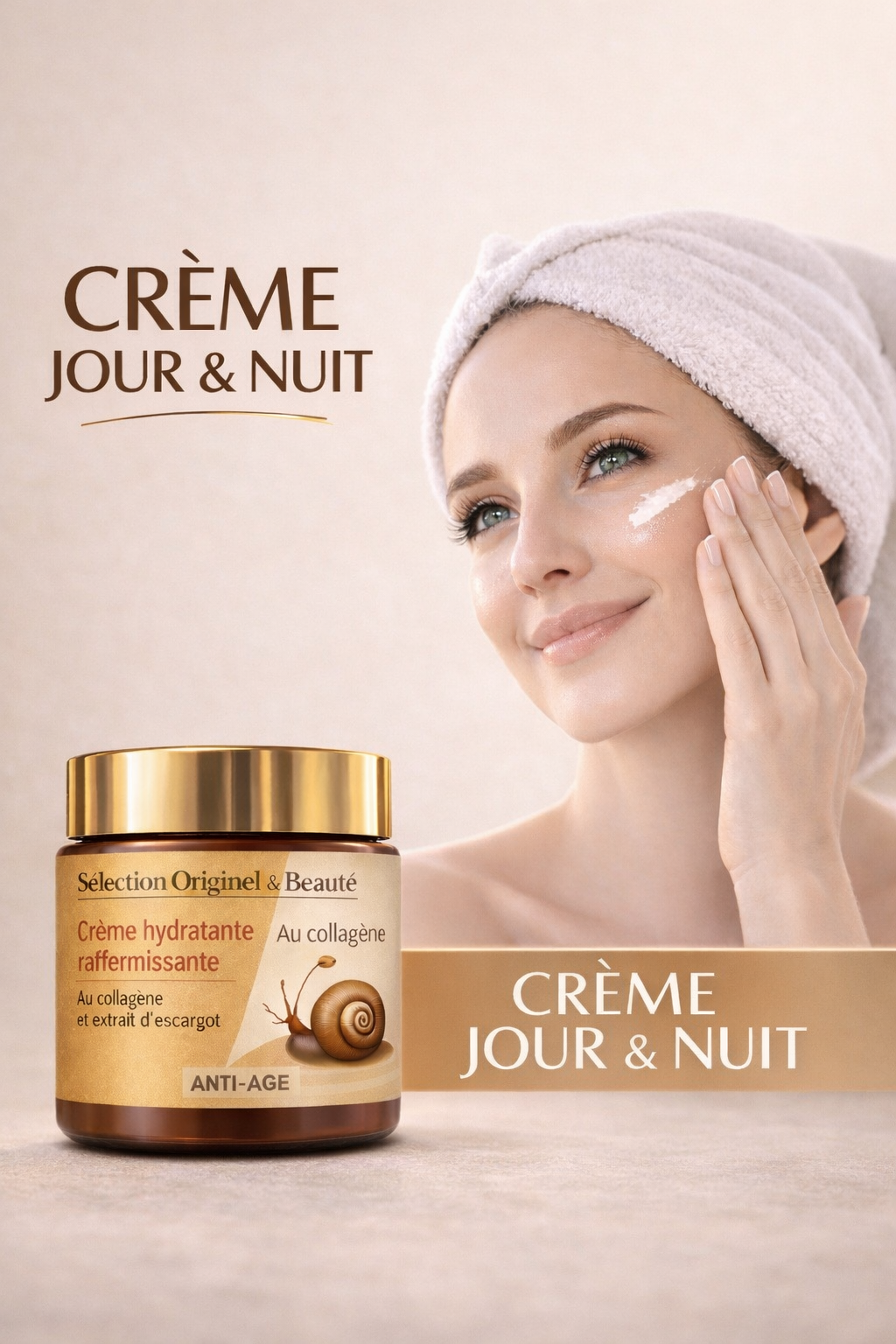 Crème escargot visage hydratante jour et nuit soin nourrissant Originel Beauté