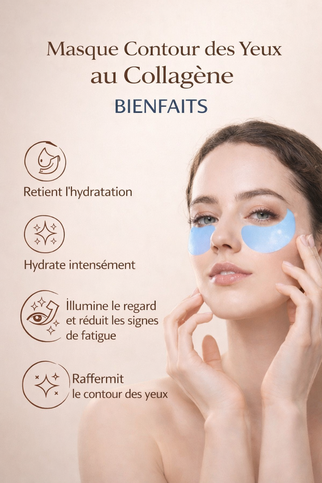 Patchs contour des yeux hydratants collagène soin anti cernes et regard lumineux Originel Beauté