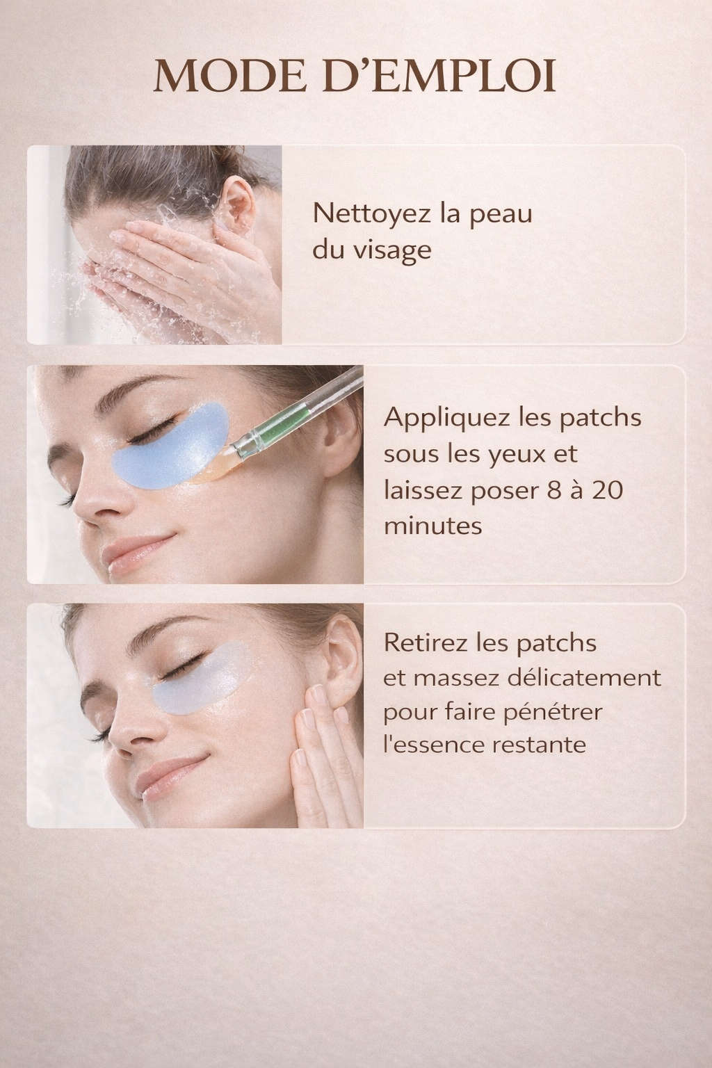 Comment utiliser patchs contour des yeux hydratants collagène soin anti cernes
